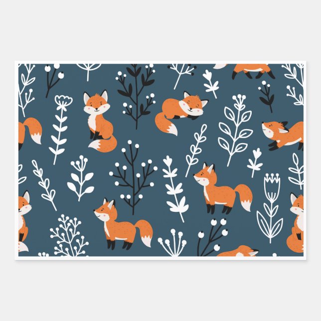Hoja De Papel De Regalo Foxy Blue (Anverso)