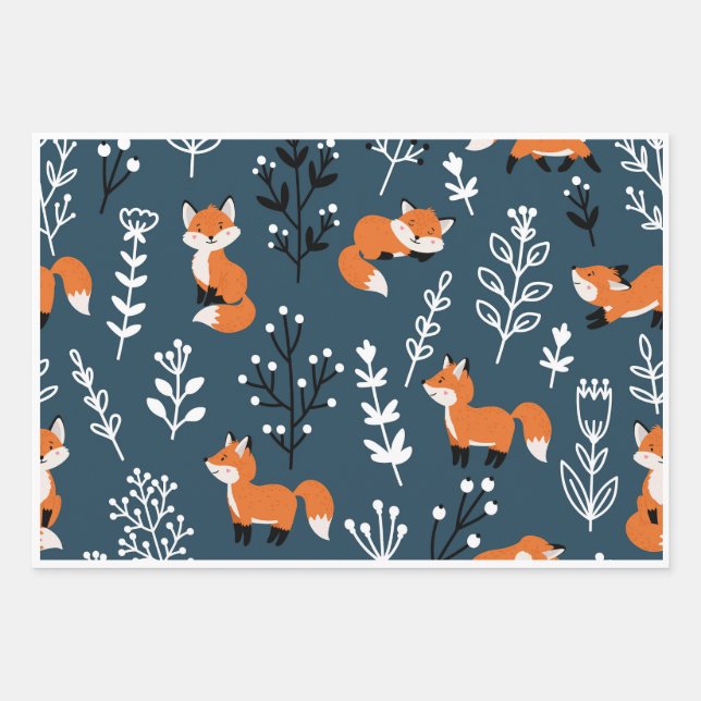 Hoja De Papel De Regalo Foxy Blue (Anverso)