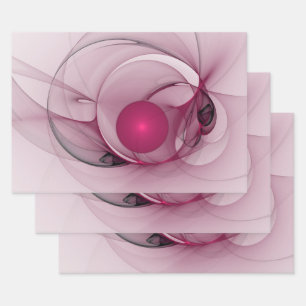 Hoja De Papel De Regalo Fractal cambiante, arte rosa de la berry abstracta