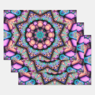 Hoja De Papel De Regalo Fractal Mandala Floral Psicodelia