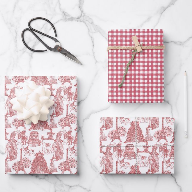 Hoja De Papel De Regalo FRANCÉS BULLDOG Frenchie Red Toile (Anverso)
