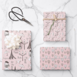 Hoja De Papel De Regalo Francés rosa caprichoso