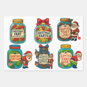 Hoja De Papel De Regalo Frasco de Pedos Divertidos de Navidad ¡100% Flatul