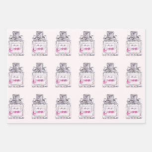 Hoja De Papel De Regalo Frasco de perfumes rosa color agua tierno