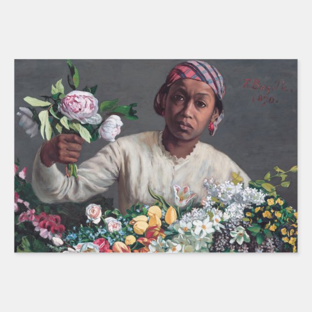 Hoja De Papel De Regalo Frederic Bazille - Joven mujer con peonías (Anverso)