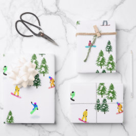 Hoja De Papel De Regalo Freeride Snowboarder Ilustracion Snowboarding