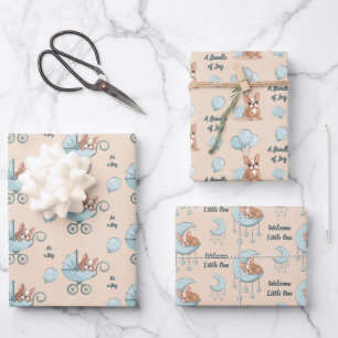 Hoja De Papel De Regalo French Bulldog Luna Globo Cochecito Niño Shower de