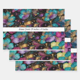 Hoja De Papel De Regalo Frente de Cajón Floral Decoupage 29x8 Púrpura Dora