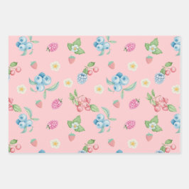 Hoja De Papel De Regalo Fresa Cumpleaños Berry primero Rosa