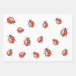 Hoja De Papel De Regalo Fresa Pastel de Muffin Ladybugs Cumpleaños