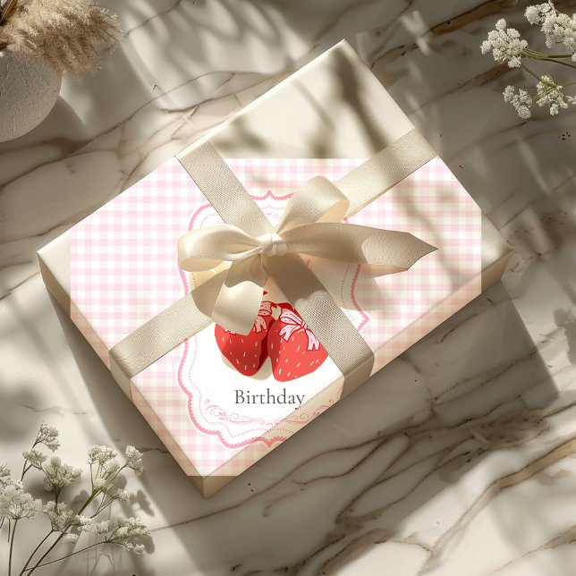 Hoja De Papel De Regalo Fresa primer cumpleaños Fiesta Berry primero (Subido por el creador)