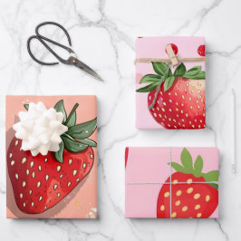 Hoja De Papel De Regalo Fresa Roja Dulce