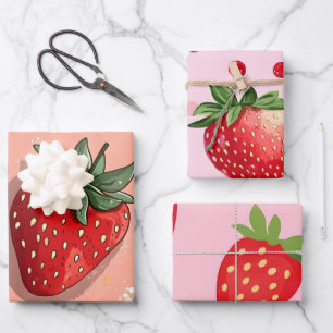 Hoja De Papel De Regalo Fresa Roja Dulce