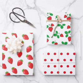 Hoja De Papel De Regalo Fresa temática 3 piezas