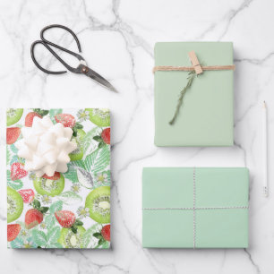 Hoja De Papel De Regalo Fresa y kiwi.