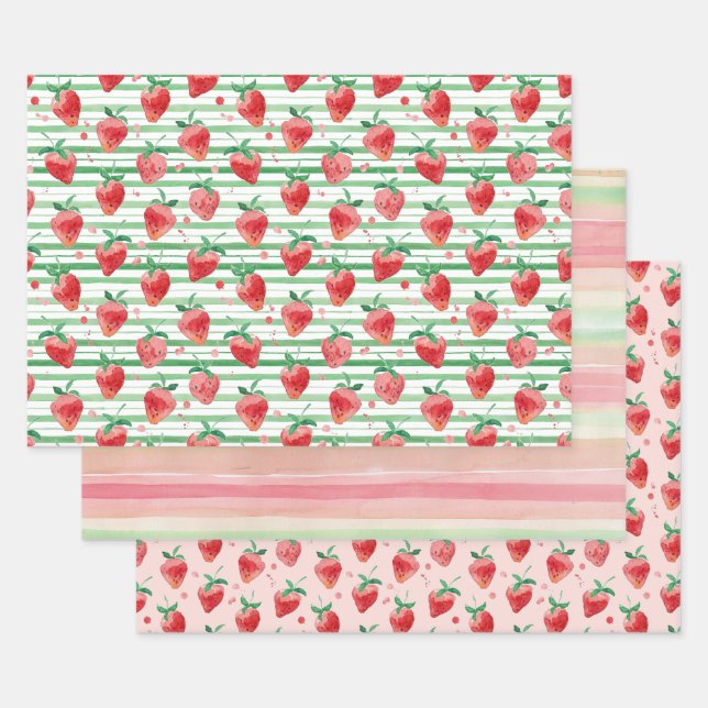 Hoja De Papel De Regalo Fresas (Set)