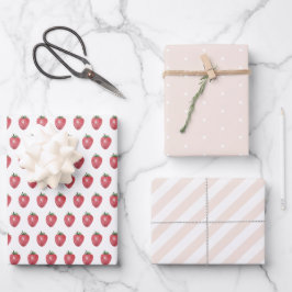 Hoja De Papel De Regalo Fresas acuarela pintada a mano