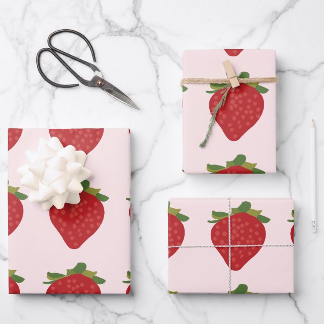 Hoja De Papel De Regalo Fresas cumpleaños verano fresas (Anverso)