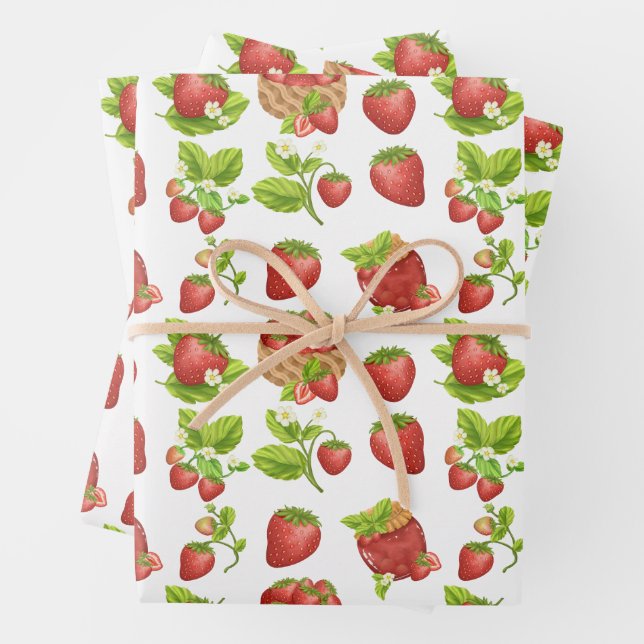 Hoja De Papel De Regalo Fresas de jardín y mermelada de fresa (In situ)