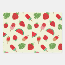 fresas, sandía y patrón de paleta