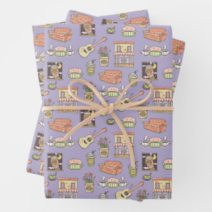 Hoja De Papel De Regalo FRIENDS™   Patrón de icono púrpura