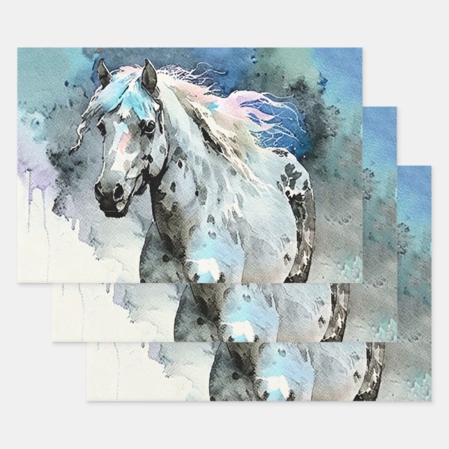 Hoja De Papel De Regalo Frisky Appaloosa Mare Watercolour (Set)