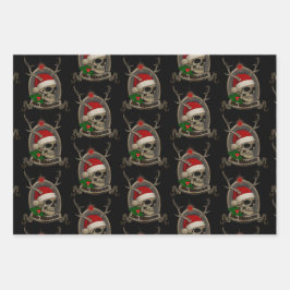 Hoja De Papel De Regalo Frohe Weihnachten Totenschädel Stern Banner Mütze