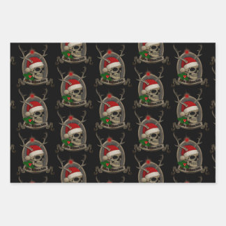 Hoja De Papel De Regalo Frohe Weihnachten Totenschädel Stern Banner Mütze