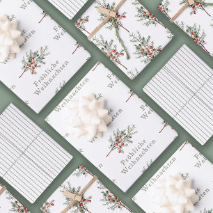 Hoja De Papel De Regalo Fröhliche Weihnachten Evergreen Juniper German