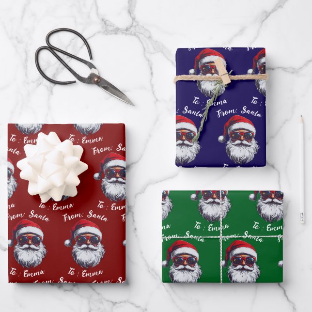 Hoja De Papel De Regalo From Santa Claus Gift Wrap, Custom Santa Name (Anverso)