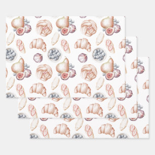 Hoja De Papel De Regalo Fruta acuática y pan