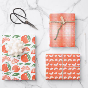 Hoja De Papel De Regalo Fruta Clementina Naranja