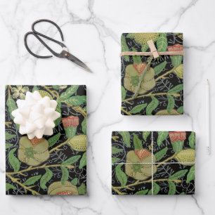 Hoja De Papel De Regalo Fruta de granada oscura patrón de William Morris