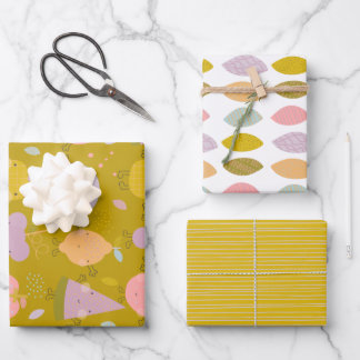 Hoja De Papel De Regalo Fruta Y Patrón De Coordinación