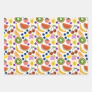 Hoja De Papel De Regalo Frutas de garabato adorables patrón continuo