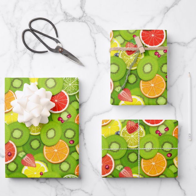 Hoja De Papel De Regalo Frutas de Verano 2 (Anverso)