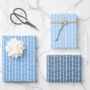 Hoja De Papel De Regalo Frutas Verano Azul Cobalto Oscuro Rayas Patrón Art