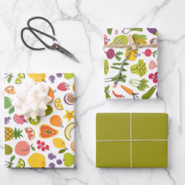 Hoja De Papel De Regalo Frutas Verduras Mercado de Granjas Productos Fresc
