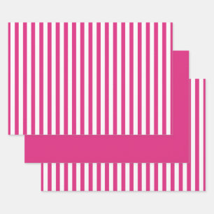 Hoja De Papel De Regalo Fuchsia White Simple Stripes Pattern Geométrico