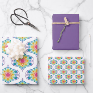 Hoja De Papel De Regalo Fuente arcoiris floral maximalista 70 Ogee