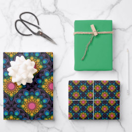 Hoja De Papel De Regalo Fuente de arcoiris Floral Mandala Art Deco Vieira