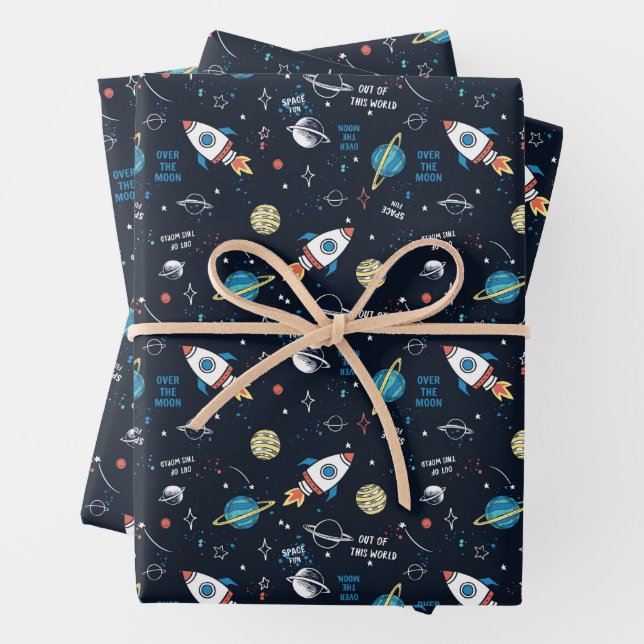 Hoja De Papel De Regalo Fuera de este patrón espacial mundial (In situ)