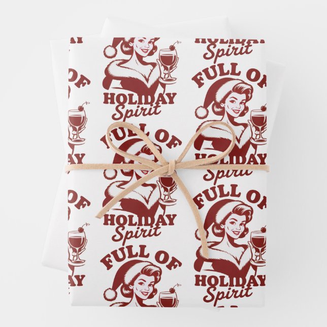 Hoja De Papel De Regalo Full Of Holiday Spirit Wine Snarky Christmas Xmas (In situ)