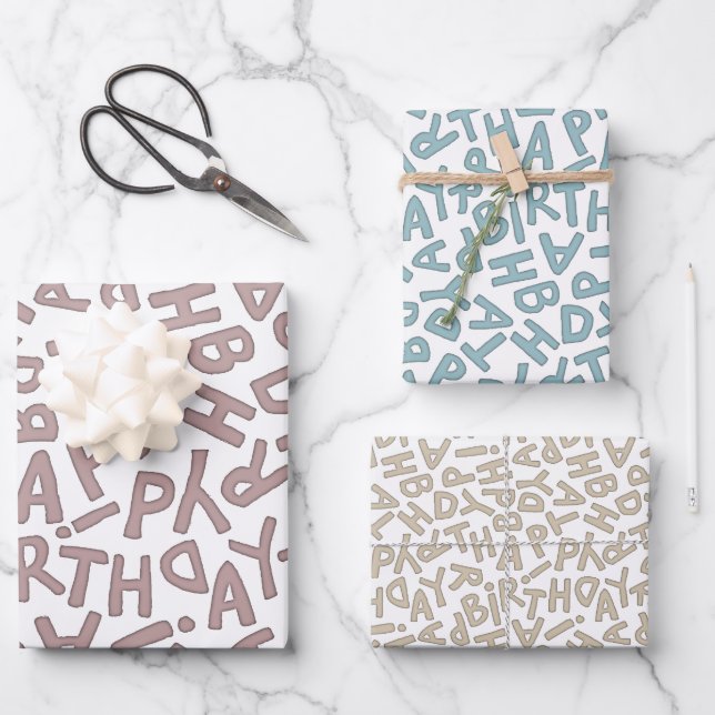 Hoja De Papel De Regalo Fun Bold Feliz Cumpleaños Celebración (Anverso)