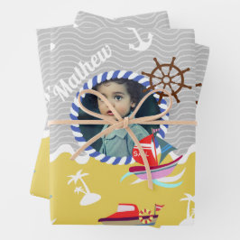 Hoja De Papel De Regalo Fun Bots Foto Gray Yellow