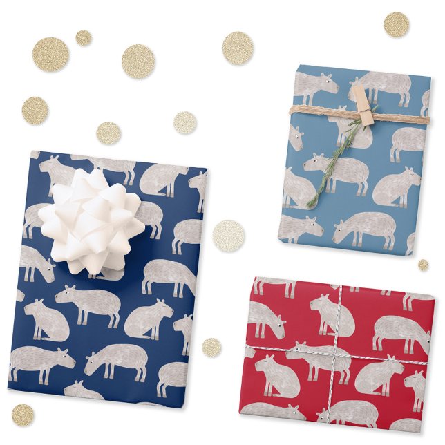 Hoja De Papel De Regalo Fun Capybara (Fun capybara pattern gift wrapping paper sheets)