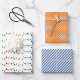 Hoja De Papel De Regalo Fun Colorful Festious Fiesta String Lights Pattern