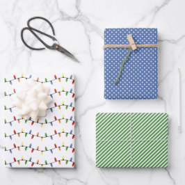 Hoja De Papel De Regalo Fun Colorful Festious Fiesta String Lights Pattern