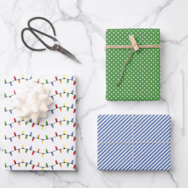 Hoja De Papel De Regalo Fun Colorful Festious Fiesta String Lights Pattern
