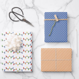 Hoja De Papel De Regalo Fun Colorful Festious Fiesta String Lights Pattern